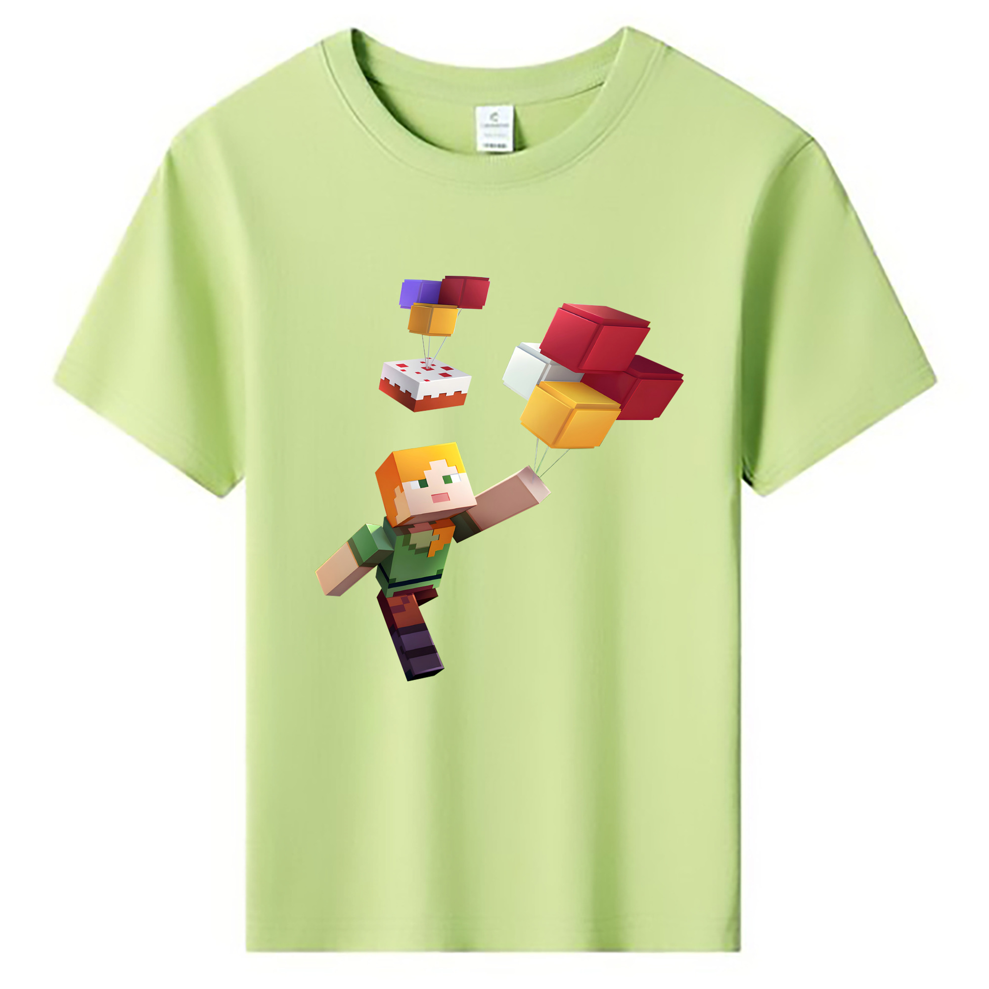 （画像用） マインクラフト ブロックの世界 Minecraft MC Block world 綿100％キッズTシャツ（フロントプリント）